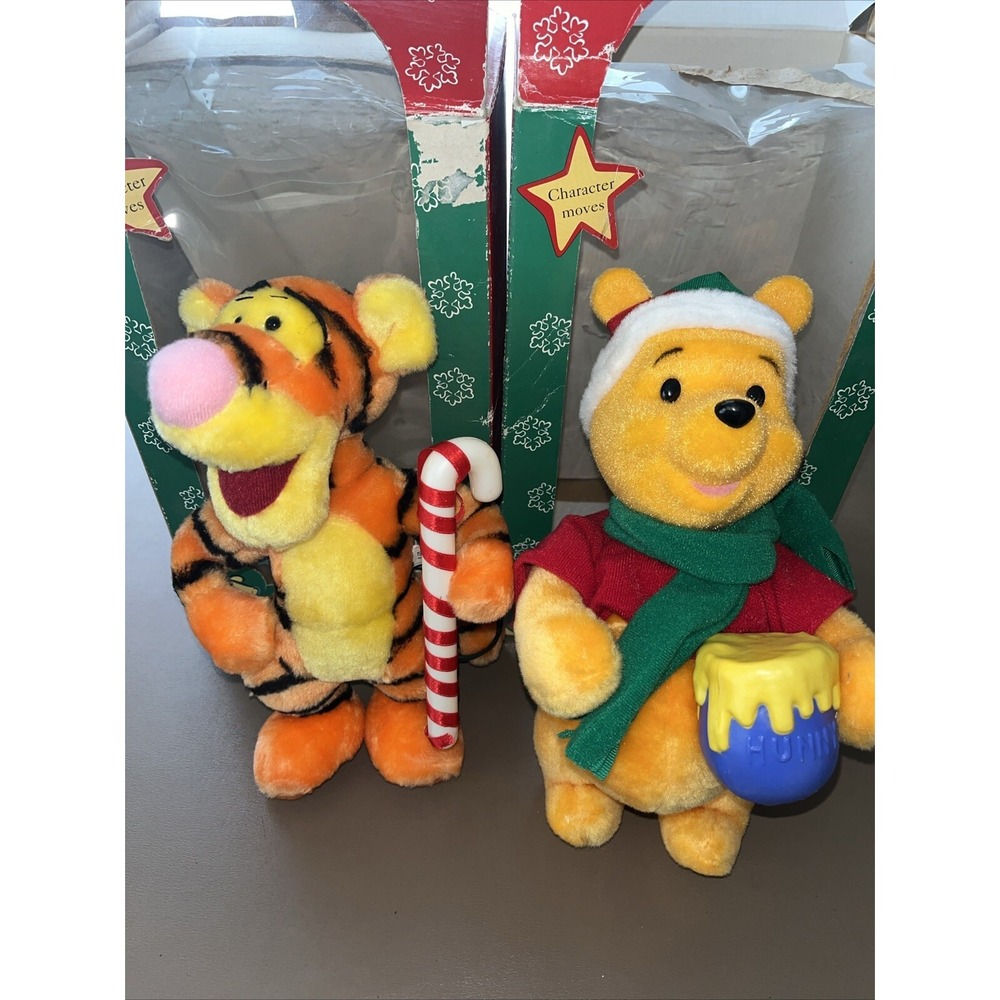 Disney Winnie the Pooh Plush Christmas Ornaments Animated Honey Santa's Best 11"